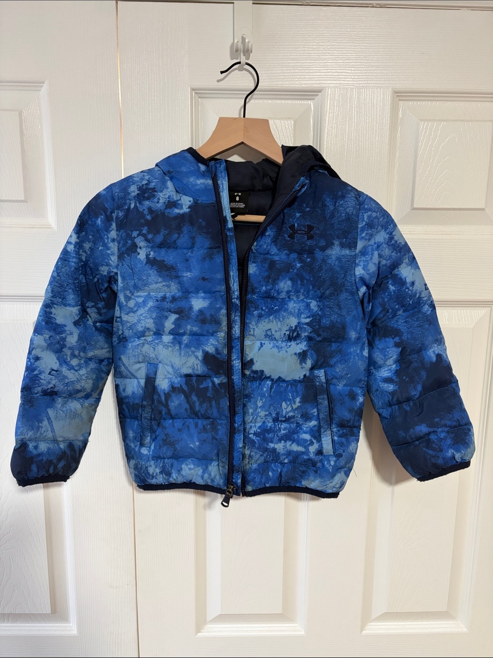 Under Armour Boys' Blue Tie-Dye Puffer Jacket with Hood